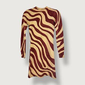 Zara | S | Jacquard Midi Knit Dress | Abstract | Retro | Y2K | Statement Piece